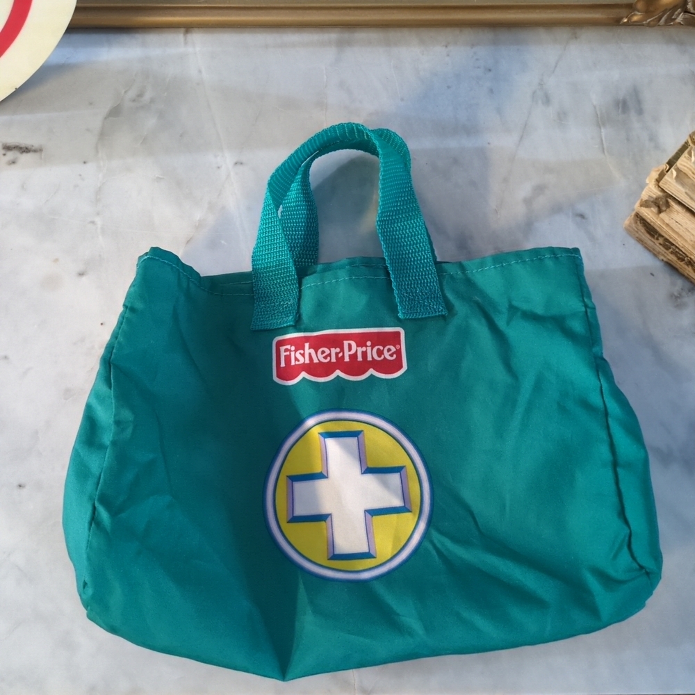 Vintage Fisher Price Play Pretend Medical Doctor Green Bag Toy
